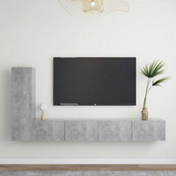 Berkfield 3 Piece Tv Cabinet Set Concrete Grey Engineered Wood - thumbnail 1