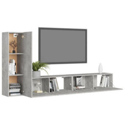 Berkfield 3 Piece Tv Cabinet Set Concrete Grey Engineered Wood - thumbnail 3