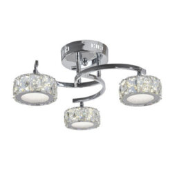 Pagazzi Lighting Pagazzi Dilan 3 Light Led Cool White Semi-Flush Fitting Satin Nickel Ceiling Light With Clear Jewels - thumbnail 1