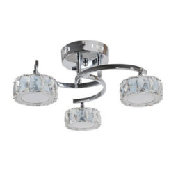 Pagazzi Lighting Pagazzi Dilan 3 Light Led Cool White Semi-Flush Fitting Satin Nickel Ceiling Light With Clear Jewels - thumbnail 3