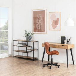 Furniture To Go Seaford Wide Black Metal Bookcase With 4 Oak Shelves - thumbnail 6