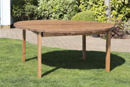 Charles Taylor 8 Seater Wooden Round Garden Dining Table & Chairs Parasol Red - thumbnail 7