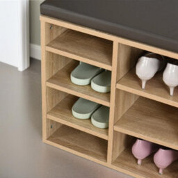 Pirlo Plush Industrial Shoe Storage Bench With Cushion Seat With 14 Compartments - thumbnail 3