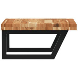 Berkfield Basin Shelf Wall Mounted Steel And Solid Wood Acacia - thumbnail 5