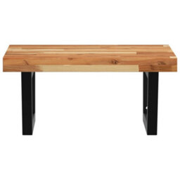 Berkfield Basin Shelf Wall Mounted Steel And Solid Wood Acacia - thumbnail 4