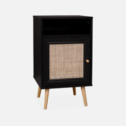 Sweeek - Pair Of Scandi-Style Bedside Tables With Cupboard Boheme Black 39X40X70 Cm - thumbnail 3