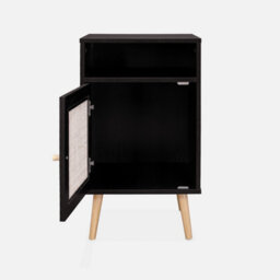 Sweeek - Pair Of Scandi-Style Bedside Tables With Cupboard Boheme Black 39X40X70 Cm - thumbnail 4