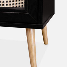 Sweeek - Pair Of Scandi-Style Bedside Tables With Cupboard Boheme Black 39X40X70 Cm - thumbnail 5