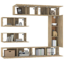 Berkfield 7 Piece Tv Cabinet Set Sonoma Oak Engineered Wood - thumbnail 4