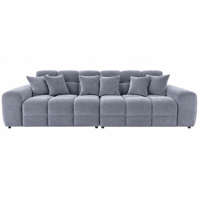 Furnishings For Less UK Jenson Grey 4 Seater Plush Velvet Sofa With Deep Seats & Boxed Arms - image 1