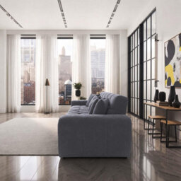 Furnishings For Less UK Jenson Grey 4 Seater Plush Velvet Sofa With Deep Seats & Boxed Arms - thumbnail 3