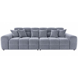 Furnishings For Less UK Jenson Grey 4 Seater Plush Velvet Sofa With Deep Seats & Boxed Arms - thumbnail 1
