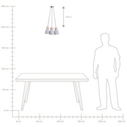 Wyld And Coco Aurora Lighting Grey Concrete Three-Light Pendant Cluster With Pine Wood Accents Ceiling Lamp - thumbnail 6