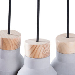 Wyld And Coco Aurora Lighting Grey Concrete Three-Light Pendant Cluster With Pine Wood Accents Ceiling Lamp - thumbnail 4