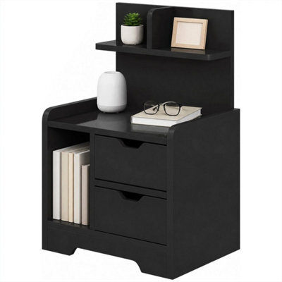 Bedside Table With 2 Drawers And Shelves Storage Organiser Bedroom Living Room - image 1