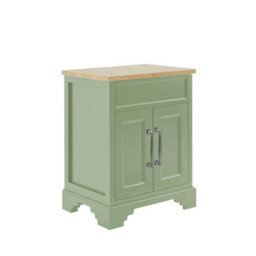 Homestylestore Pastel Green And Oak 645mm Bathroom Vanity Unit And Chrome T Bar Handles - thumbnail 1