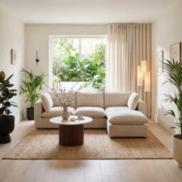 Furniturebox Uk Echo Cream Linen-Look Fabric 3 Seater Modular Chaise Sofa - thumbnail 2