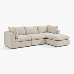Furniturebox Uk Echo Cream Linen-Look Fabric 3 Seater Modular Chaise Sofa - thumbnail 6