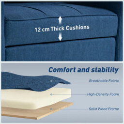 Wyld Haus Norapa Fabric Dark Blue 3-In-1 Convertible Single Sofa Bed - Armchair Recliner Bed - thumbnail 7
