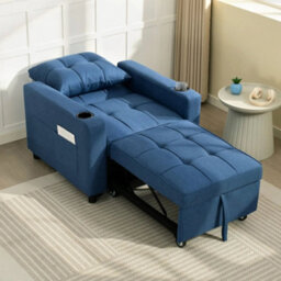 Wyld Haus Norapa Fabric Dark Blue 3-In-1 Convertible Single Sofa Bed - Armchair Recliner Bed - thumbnail 8