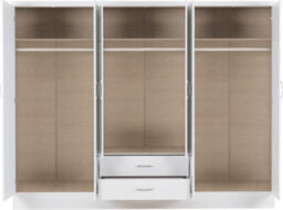 Seconique Nevada 6 Door 2 Drawer Mirrored Wardrobe In White Gloss Finish - thumbnail 3