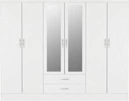 Seconique Nevada 6 Door 2 Drawer Mirrored Wardrobe In White Gloss Finish - thumbnail 9