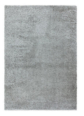 Silver Plain Luxurious Shaggy Modern Easy To Clean Rug For Living Room And Bedroom-200Cm X 290Cm - image 1