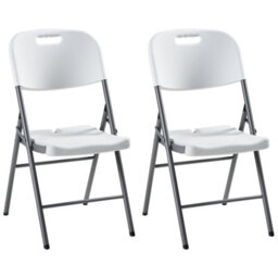 Beliani Set Of 2 Garden Chairs Cugnoli Folding White - thumbnail 1