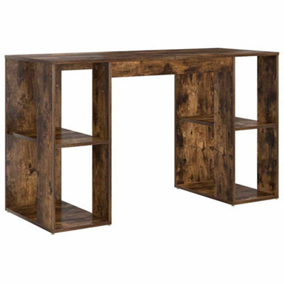 Berkfield Modern Brown Writing Desk Smoked Oak Solid Wood Medium Writing Desk - image 1