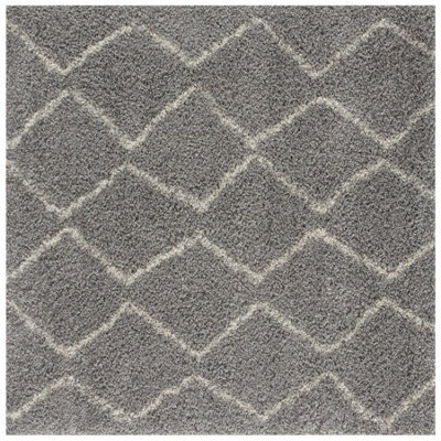 The Rugs Moroccan Shaggy Rugs And Runners Soft Fluffy Wavy Trellis Design High Pile Grey And Ivory Living Room Kitchen Hallway 810 - image 1