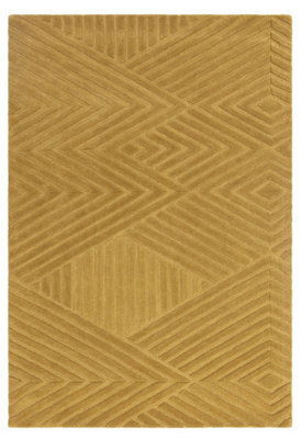 Gold Orange Yellow Modern Geometric Wool 10-14mm Pile Stain-Resistant Rug For Living Room, & Dining Room-160Cm X 230Cm - image 1