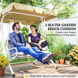 Outsunny 2 Seater Garden Bench Cushion Outdoor Seat Pad With Ties Light Grey - thumbnail 7