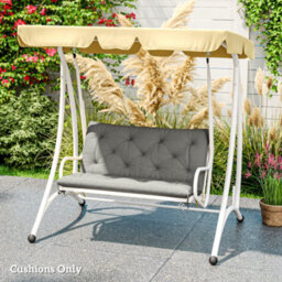 Outsunny 2 Seater Garden Bench Cushion Outdoor Seat Pad With Ties Light Grey - thumbnail 8