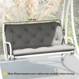 Outsunny 2 Seater Garden Bench Cushion Outdoor Seat Pad With Ties Light Grey - thumbnail 3