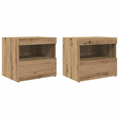 Berkfield Classic Bedside Cabinets With Led Lights 2 Pcs Artisan Oak 50X40X45 Cm - image 1