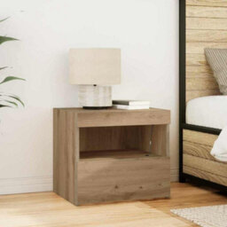 Berkfield Classic Bedside Cabinets With Led Lights 2 Pcs Artisan Oak 50X40X45 Cm - thumbnail 4