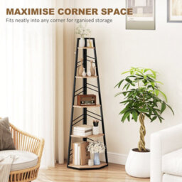 Homcom 5-Tier Corner Bookcase, Floor Standing Shelving Unit, Natural - thumbnail 4