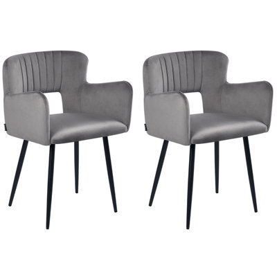 Beliani Set Of 2 Dining Chairs Sanilac Velvet Grey - image 1