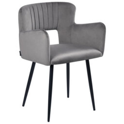 Beliani Set Of 2 Dining Chairs Sanilac Velvet Grey - thumbnail 4