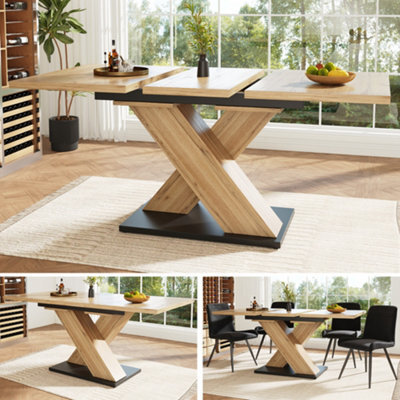 Btm Extendable Dining Table 119 To 158.5Cm Kitchen Table With Internal Insert Wood Finish For Kitchen And Living Room - image 1