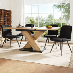 Btm Extendable Dining Table 119 To 158.5Cm Kitchen Table With Internal Insert Wood Finish For Kitchen And Living Room - thumbnail 2