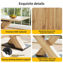 Btm Extendable Dining Table 119 To 158.5Cm Kitchen Table With Internal Insert Wood Finish For Kitchen And Living Room - thumbnail 5