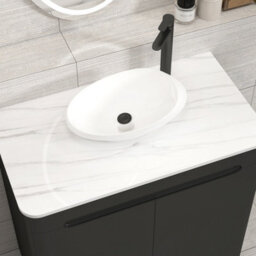 Royal Bathrooms Venice 800mm Matt Nocturne Black Freestanding Bathroom Countertop Vanity Unit 2 Door With Nova Basin - thumbnail 6