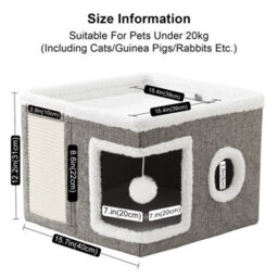 Cat House For Indoor Pets 2 Layer Large Cat Cave With Scratch Board And Ball - thumbnail 2
