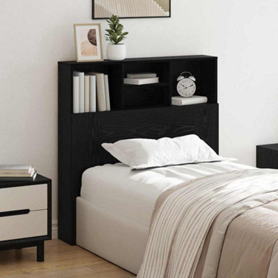 Berkfield Headboard Cabinet With Shelf Black Oak Engineered Wood - image 1