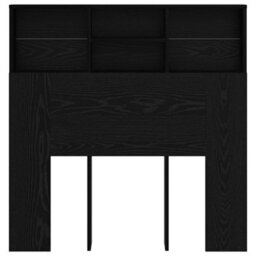Berkfield Headboard Cabinet With Shelf Black Oak Engineered Wood - thumbnail 5
