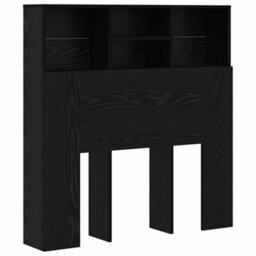 Berkfield Headboard Cabinet With Shelf Black Oak Engineered Wood - thumbnail 2