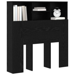 Berkfield Headboard Cabinet With Shelf Black Oak Engineered Wood - thumbnail 3