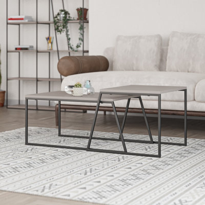 Decortie Pal Modern Coffee Table 88Cm Multipurpose Open Shelf Mocha Grey Living Room H 38Cm - image 1