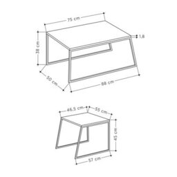 Decortie Pal Modern Coffee Table 88Cm Multipurpose Open Shelf Mocha Grey Living Room H 38Cm - thumbnail 3